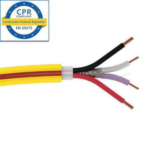 CTRL-1-LSZH SCP UNIVERSAL CONTROL CABLE 4-CORE 2X 22AWG + 2X 18AWG YELLOW W/RED STRIPE DCA RATED 305M (LUTRON GREEN)