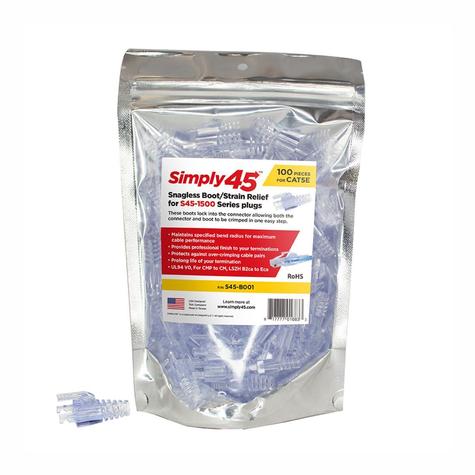 Simply45 snagless boot / strain relief for Simply45 CAT5E plugs, bag of 100