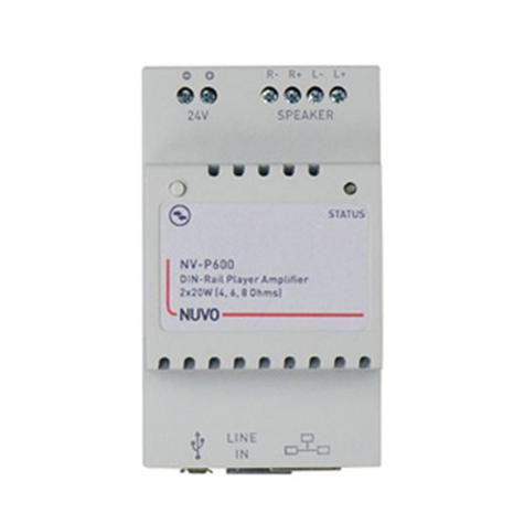 Nuvo P600 Din-rail single zone audio player / amplifier, 2x20W (3 module wide) - requires PSU